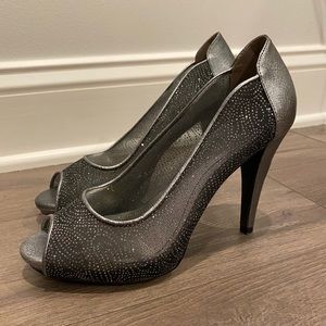 Peep Toe Heels Silver
